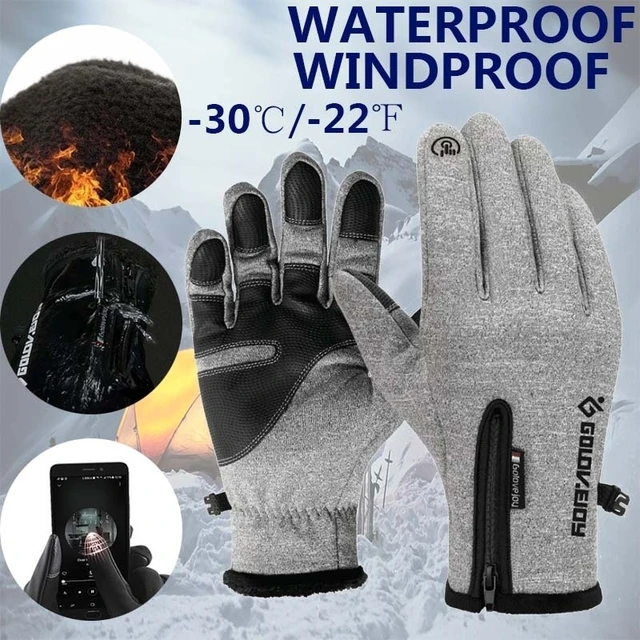Мужские спортивные зимние перчатки, удобные, тёплые, непромокаемые с модным дизайном 1
