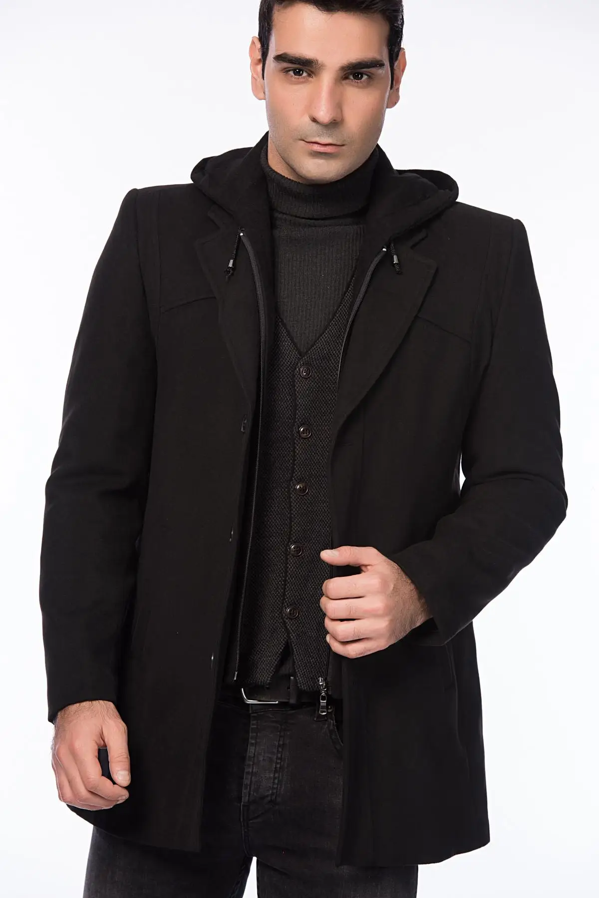 Мужская Черная Overcoat-1020001P8305 Dewberry. | одежда