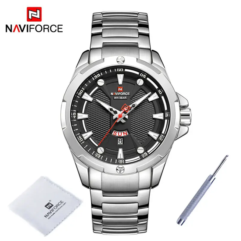 NAVIFORCE Men's Military Sport Wristwatches Luminous Waterproof Male Clock Date Display Stainless Steel Watch Relogio Masculino 