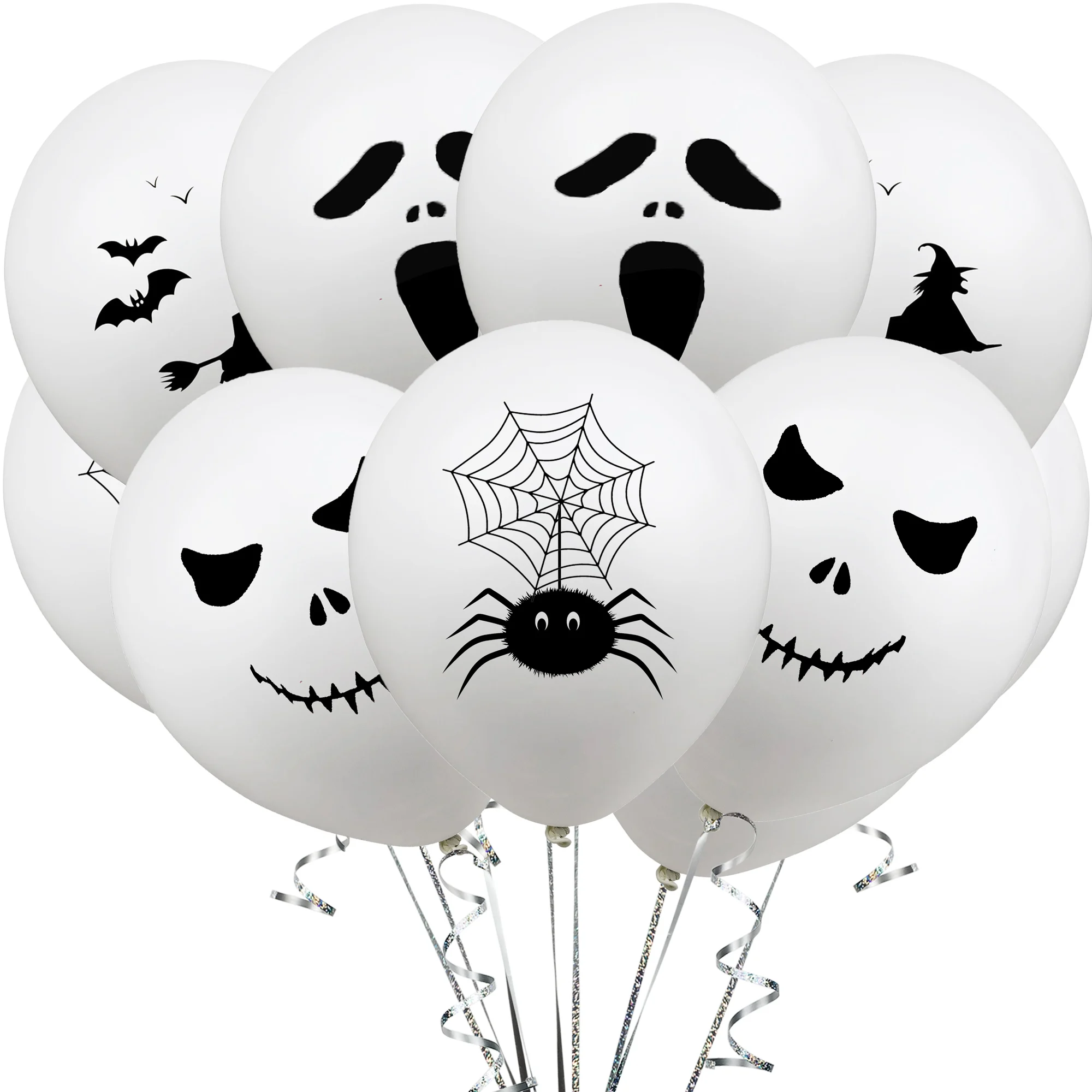 

Amawill 12inch Halloween White Latex Balloons Spider Ghost Witch Air Globos Horror Theme Birthday Party Decoration Kids 7D