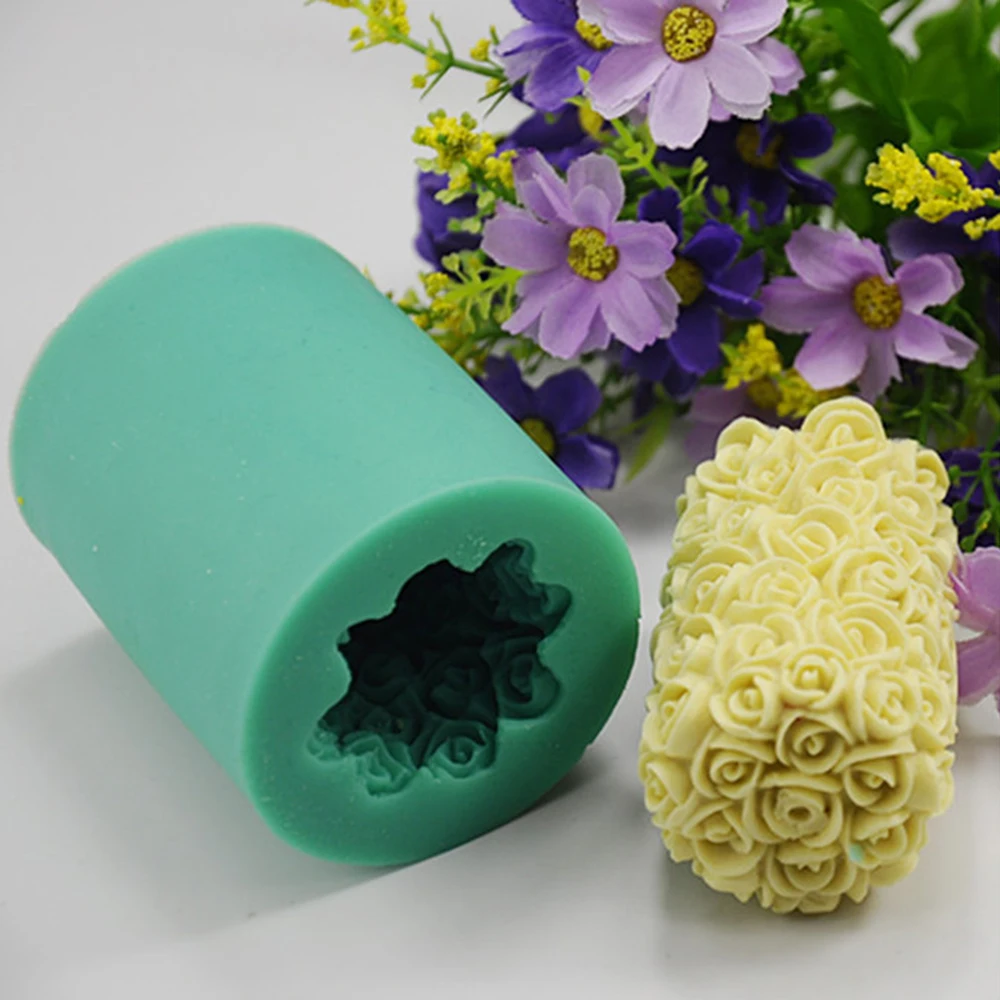 3d Rose Mold Hand made Soy Candles Aroma Wax Soap Molds Reusable