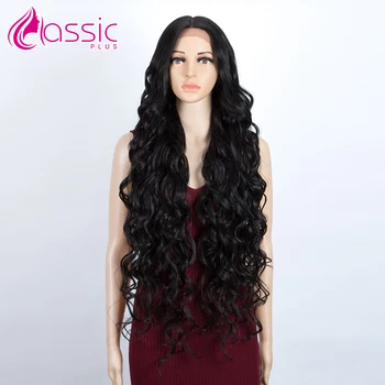 

Synthetic Lace Front Wig For Black Women 42 inch Long Deep Wave Cosplay Synthetic Wigs Heat Resistant Deep Part Classic Plus