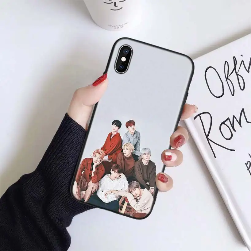 Корейский популярный чехол KPop team для Apple iphone 11 Pro XR XS Max X 7 8 6 6S Plus 5 5S SE Черный силиконовый чехол для телефона