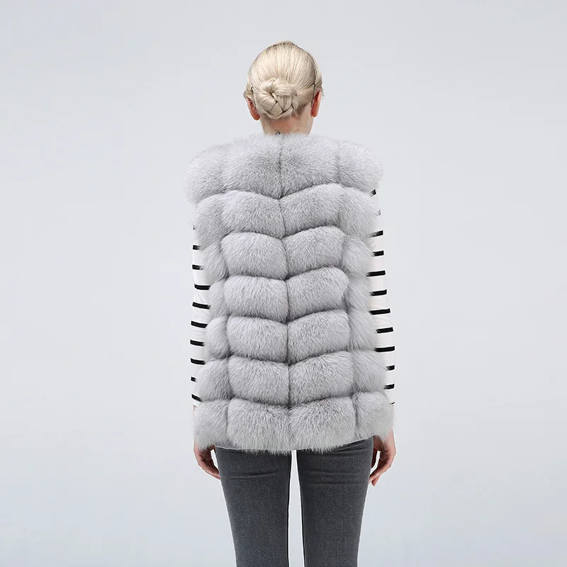 Из натурального Лисьего меховая жилетка, куртка, жилет с коротким рукавов Vestwoman зимние теплые натуральный жилет на натуральном меху Меховая куртка лисий мех пальто