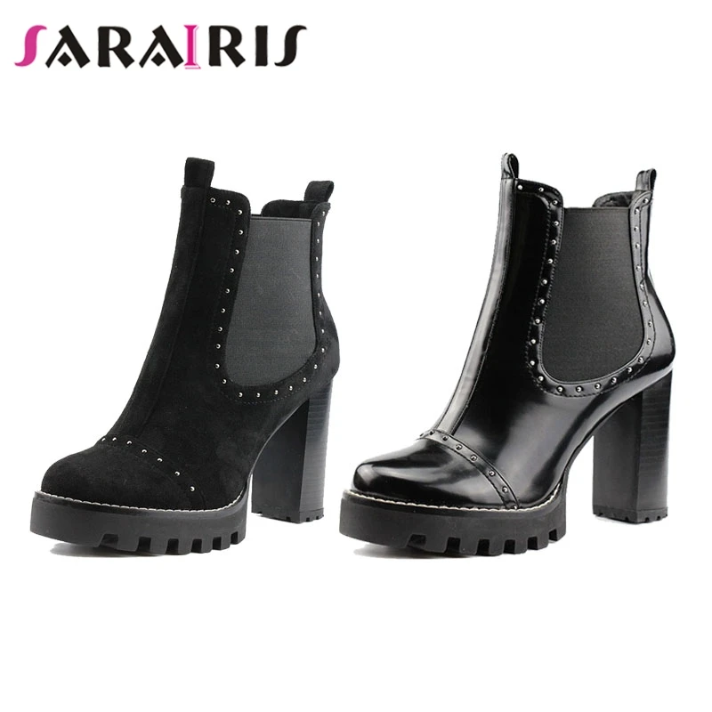 

SARAIRIS New Big Size 35-41 Brand Fashion Ladies High Heels Platform Shoes Woman 2019 Casual Office Spring Autumn Ankle Boots