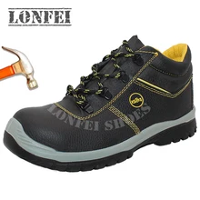 Черная кожаная защитная Рабочая обувь со средним вырезом и стальным носком