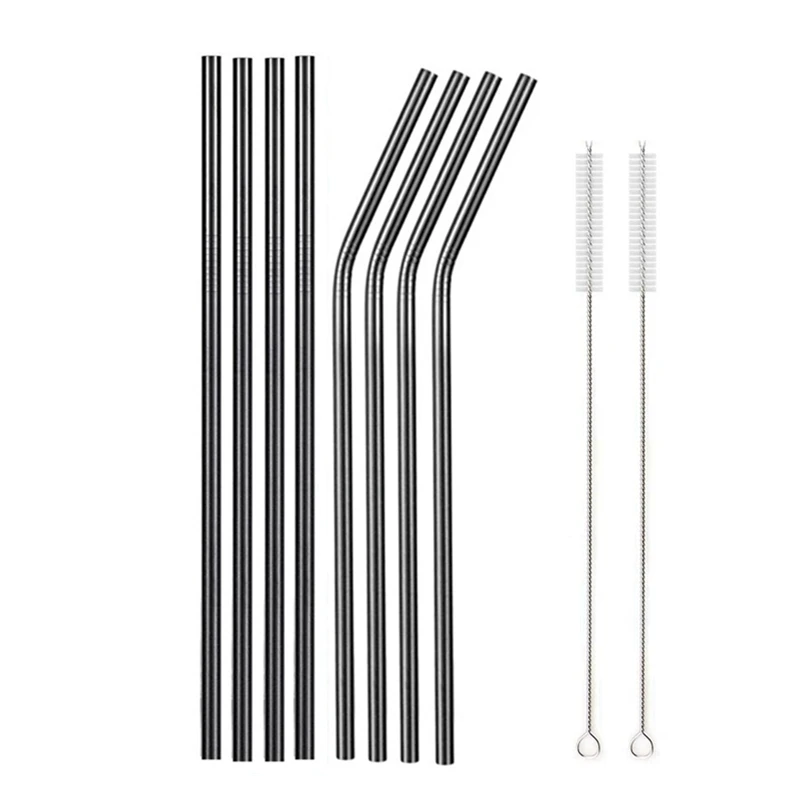 Vibrant Reusable Stainless Steel Straws with Cleaning Brush - Eco-Friendly Drinkware Set