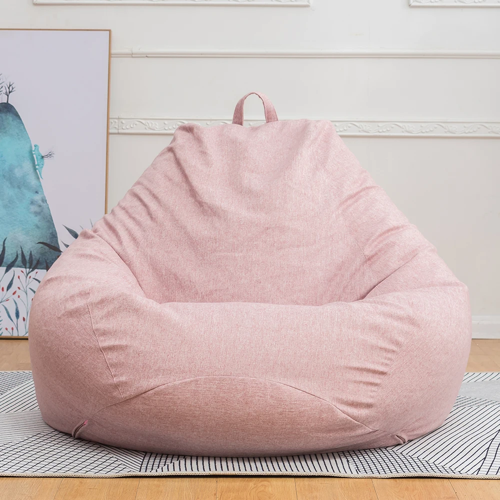 Pink Ленивый лежак, чехол для дивана и стула, Льняная сумка для сидения, съемный протектор, съемный, без наполнителя, хлопковое льняное сиденье для шезлонга - Цвет: Pink
