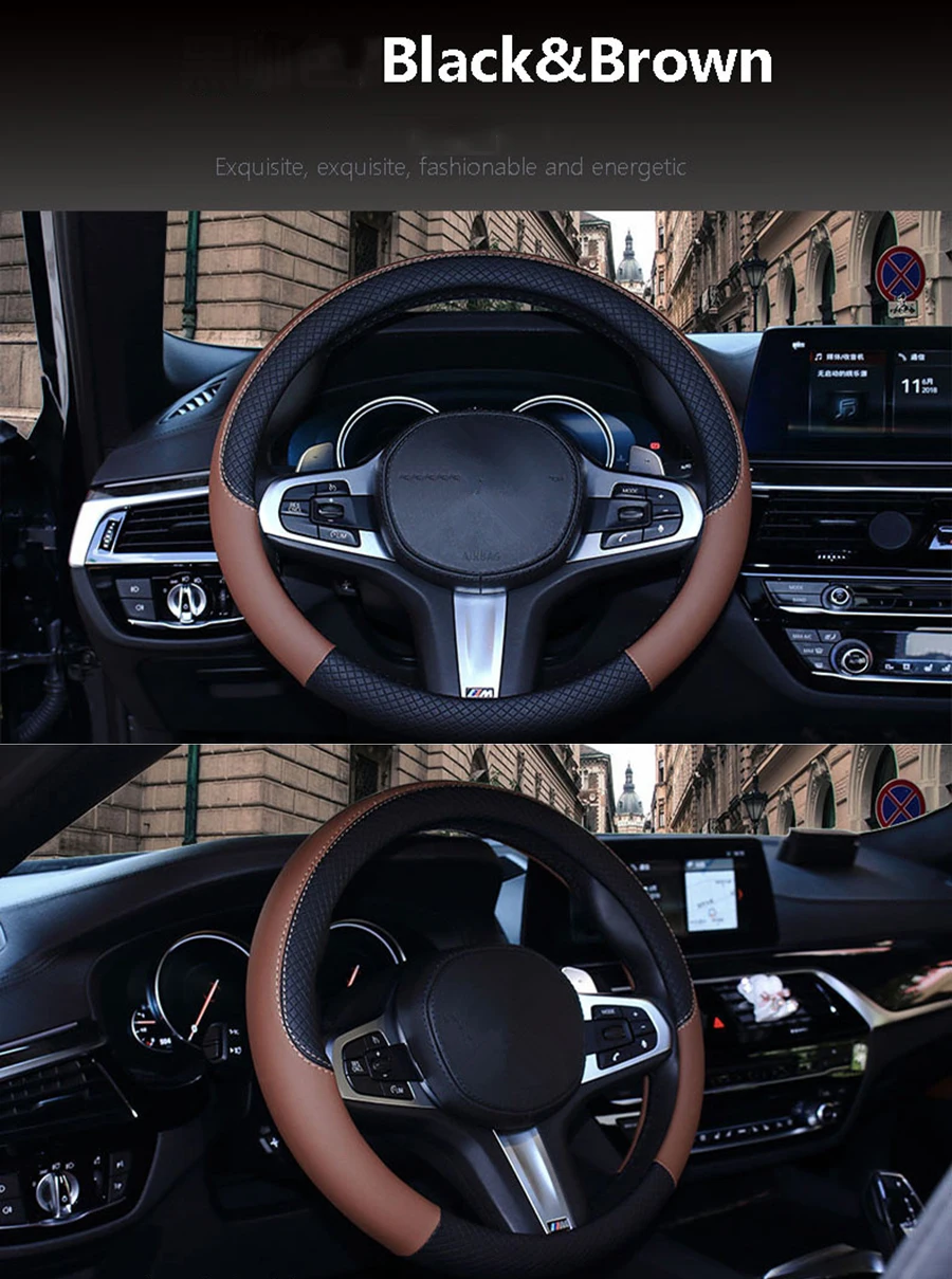 Спортивный кожаный чехол рулевого колеса автомобиля для Infiniti Acura DS Lincoln Tesla Jac JEEP автомобильные аксессуары для 37 см-38 см