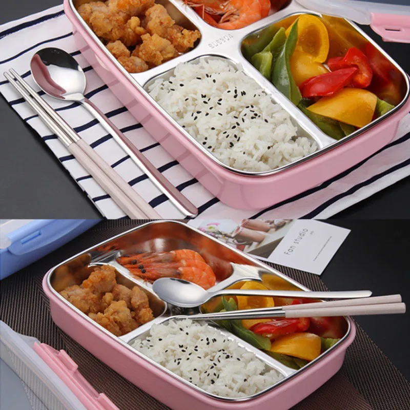 304 Bento Box фаст-фуд герметичная коробка для завтрака с крытой столовой Ланч-бокс для студентов