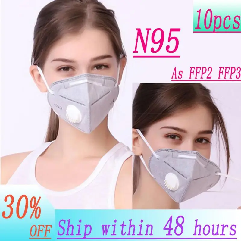 

1/5/10pcs N95 Face Mask Breathing Valve Mask Anti-Fog FFP2 Dust Air Filter Protection Mask Safety As KF94 FFP2 FFP3 FAST !!!