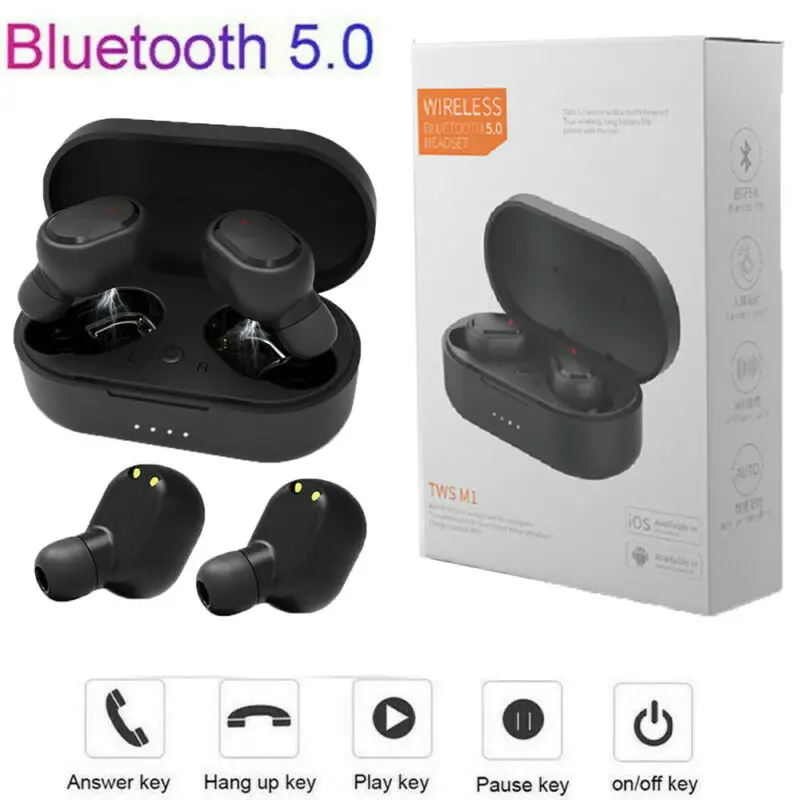 M1 беспроводные Bluetooth V5.0 наушники гарнитура TWS Близнецы 5D стерео для iPhone samsung