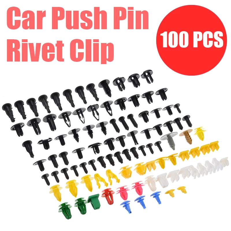 

Durable 100pcs Mixed Color Car Interior Door Clip Trim Bumper Rivet Panel Push Pin Fastener Clip Accessories