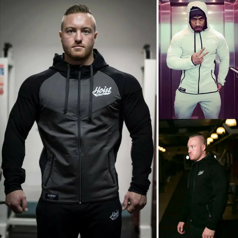 

Men Hooded Long Sleeve Thicken Zipper Sport Sweatshirt Exercise Hoodies Autumn Spring Warm Top