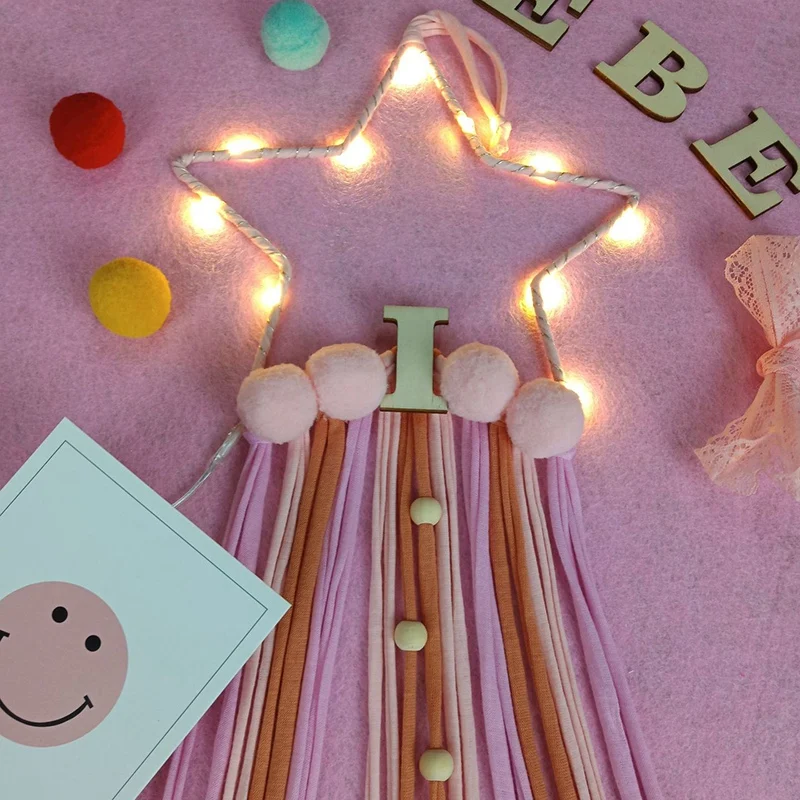 Decoration 5 Star Shape Beads Pendant Ornament Wall Hanging Dream Catcher Nordic DIY Home Props with LED Lamp Tassels