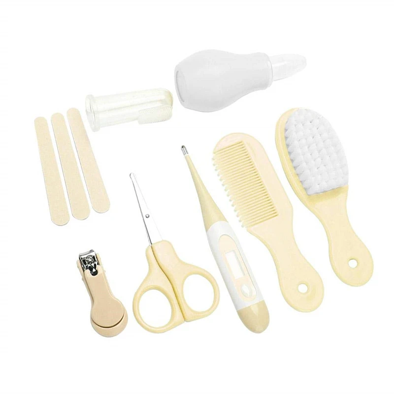 Baby Care Kit Children's Nail Scissors Scissors Hair Brush Manicure Comb Baby Supplies Clipper Box  Travel Nail Clipper (8Pcs)