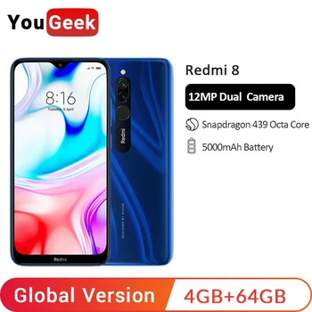 

Global Version Xiaomi Redmi 8 Redmi8 4GB 64GB SmartPhone 6.22" Snapdragon 439 Octa Core 12MP Camera 5000mAh AI Face Unlock