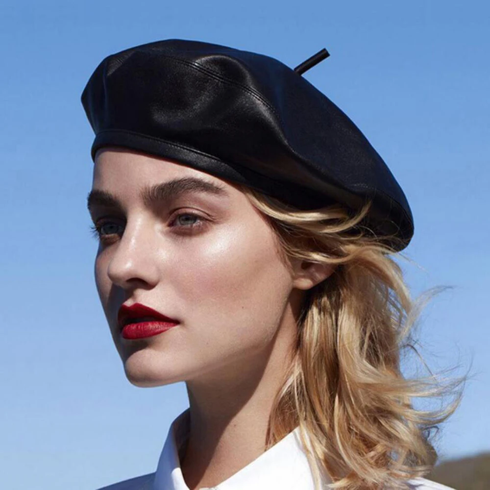 Leather beret hat Outlet