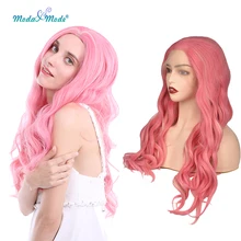 Moda& Mode розовый смешанный белый парик длинный объемный волнистый синтетический парик фронта шнурка натуральный волос Повседневный и косплей для женщин