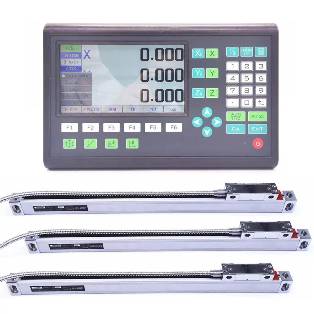 Полный комплект 3 осевой ЖК цифровой индикации DRO с 3 шт. 0-1000 мм Стеклянная линейная шкала датчик кодера для фрезерного токарного станка