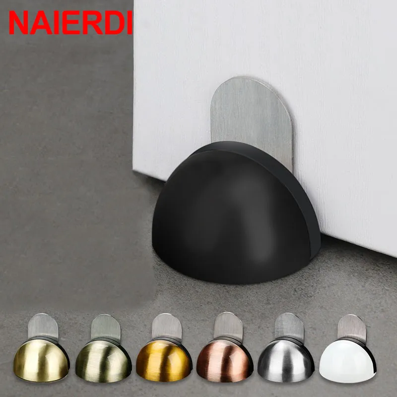 7 Colors Stainless Steel Rubber Door Stopper Non Punching Sticker Door Holders Catch Floor Mounted Nail-free Stops door stopper