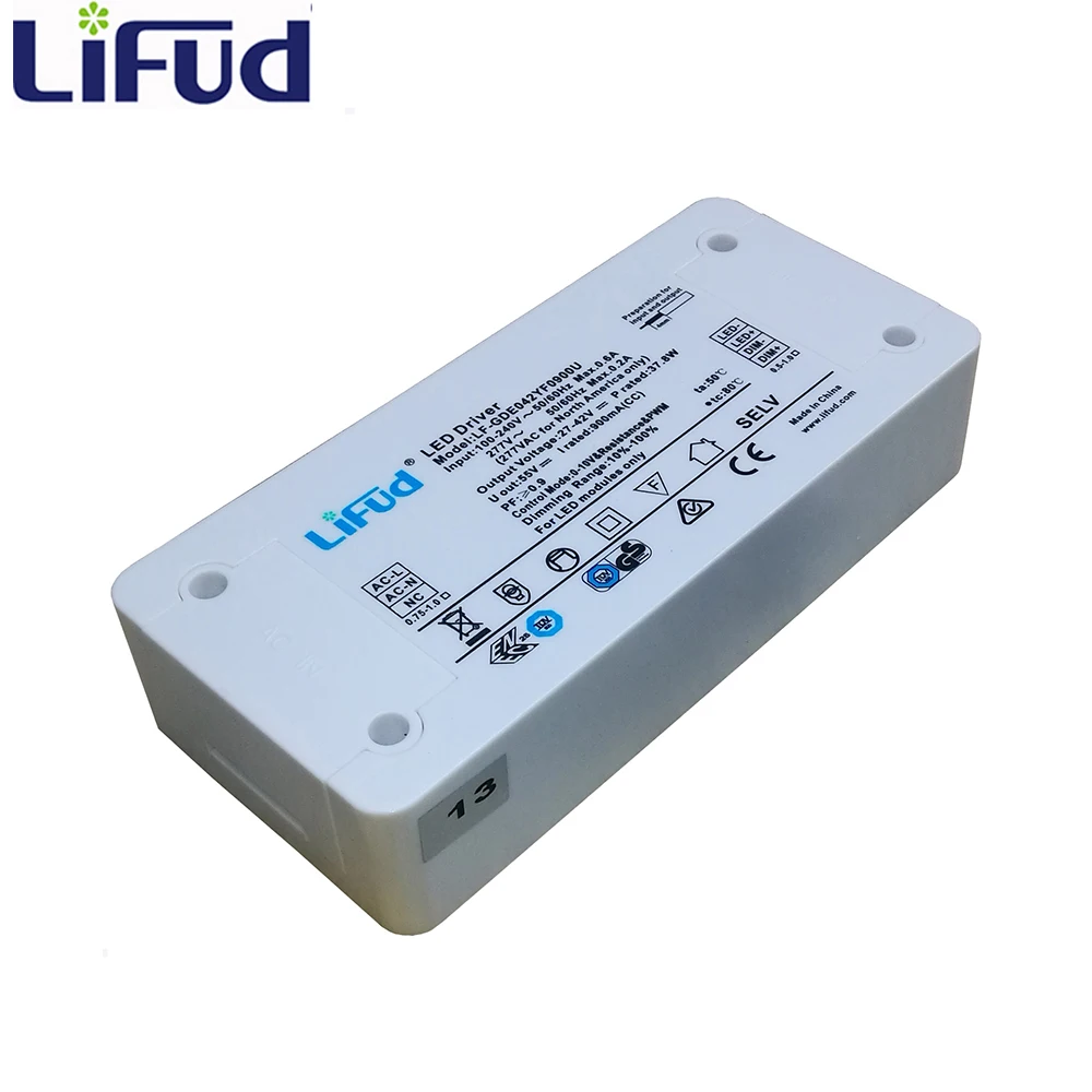 Lifud светодиодный драйвер 38 Вт 900mA DC 27-42 в AC100-277V LF-GDE042YF0900U 0-10V/PWM затемнения Питание