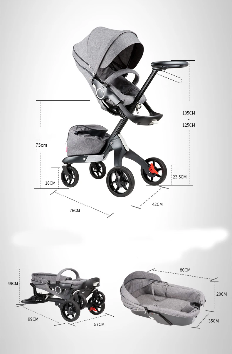 Baby Stroller 2 in 1 High Landscape Kids Pram Folding Carriage Black Newborn Stroller Car Baby Cart Luxury Pushchairs For Infant