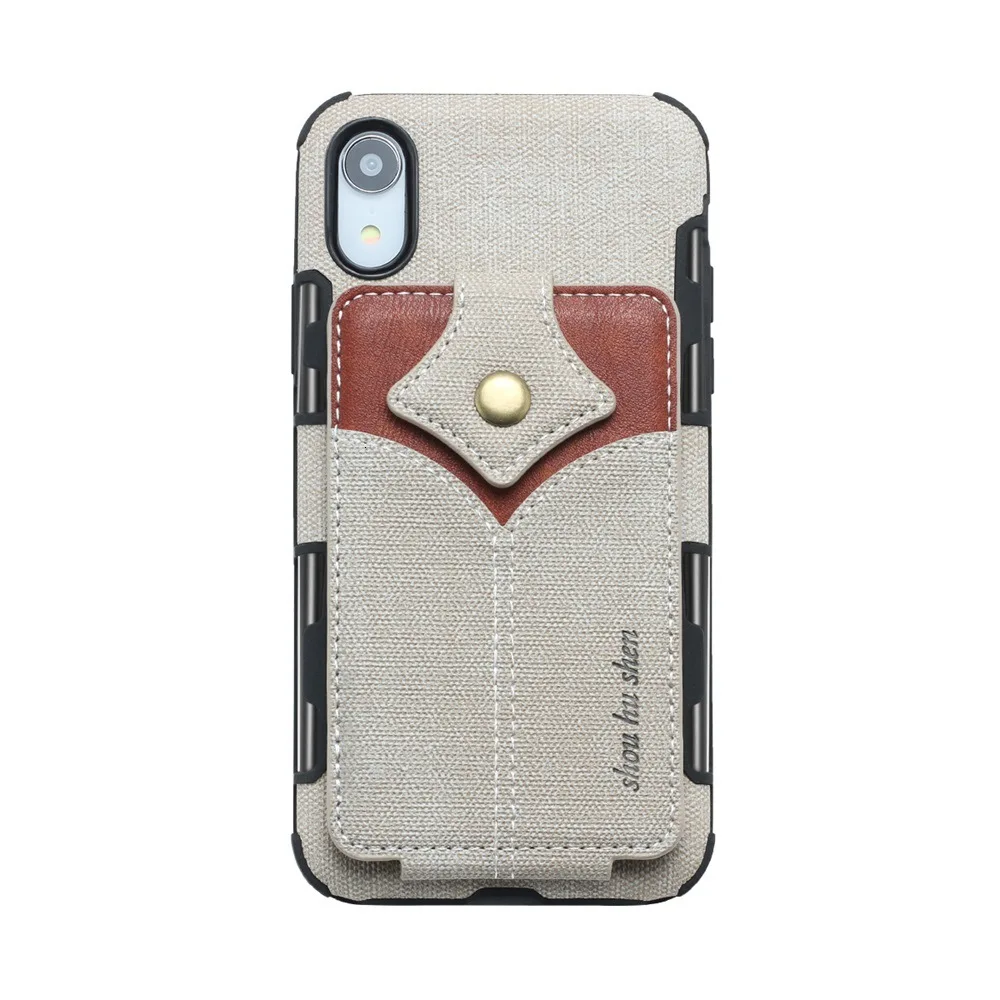 Чехол для iphone 11 pro, ударопрочный чехол для рук, кожаный чехол XR с карманом для карт - Цвет: gray