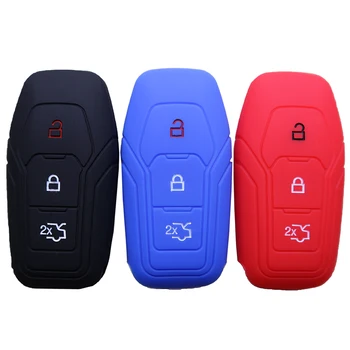 

Silicone rubber car key case cover for For Ford Edge Engine Mustang Fiesta Focus 3 MK3 New Mondeo 3 Buttons smart key