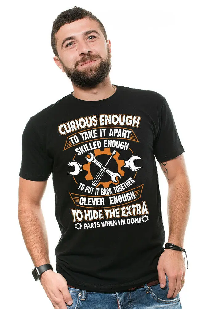 Mechanic T-Shirt Fathers Day Gift Tee Shirt Engineer Handyman Funny | Мужская одежда
