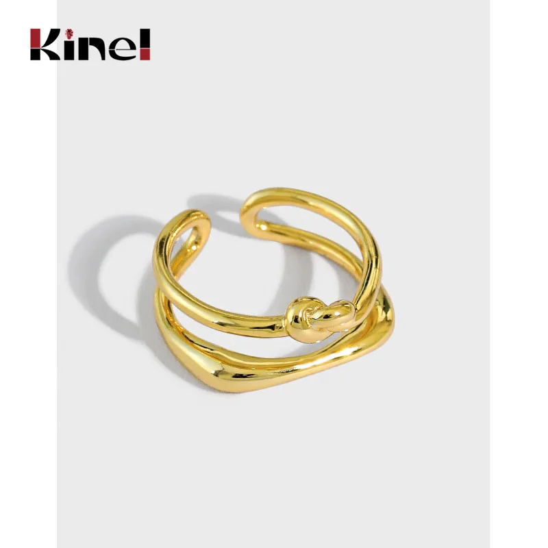 Kinel Новые поступления 925 пробы серебряные двухслойные кольца с узелком для