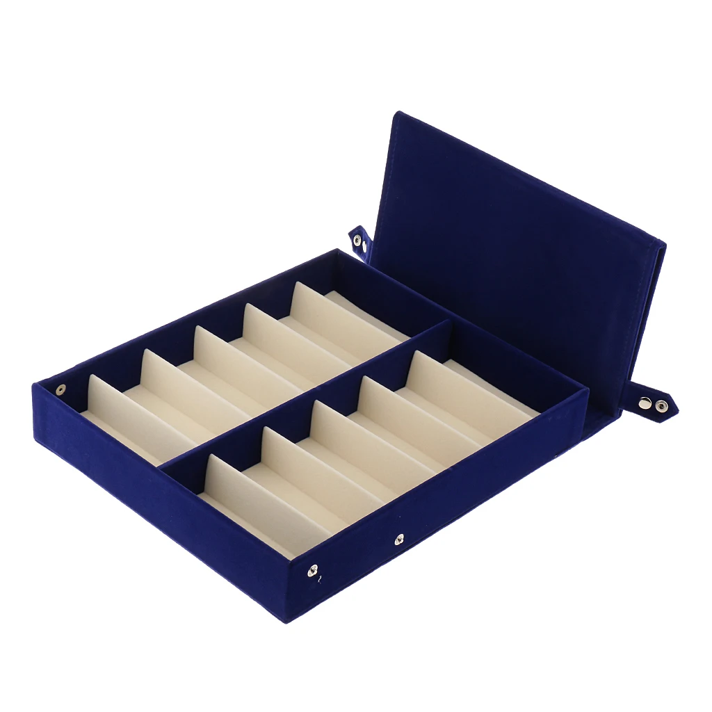 12 Slot Eyeglass Storage Box - Vintage Red Velvet Sunglass Glasses Display Case Storage Organizer Collector