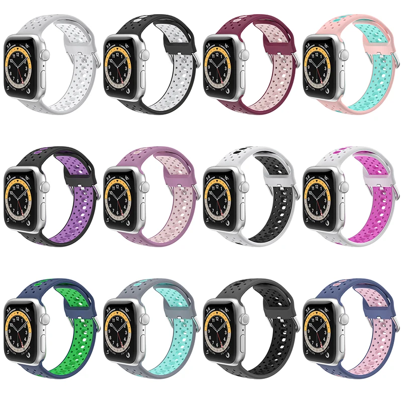 

Sport Strap For Apple Watch band 44mm 40mm iwatch band 42/38mm silicone bracelet watchband apple watch series 6 se 5 4 3 2 Strap