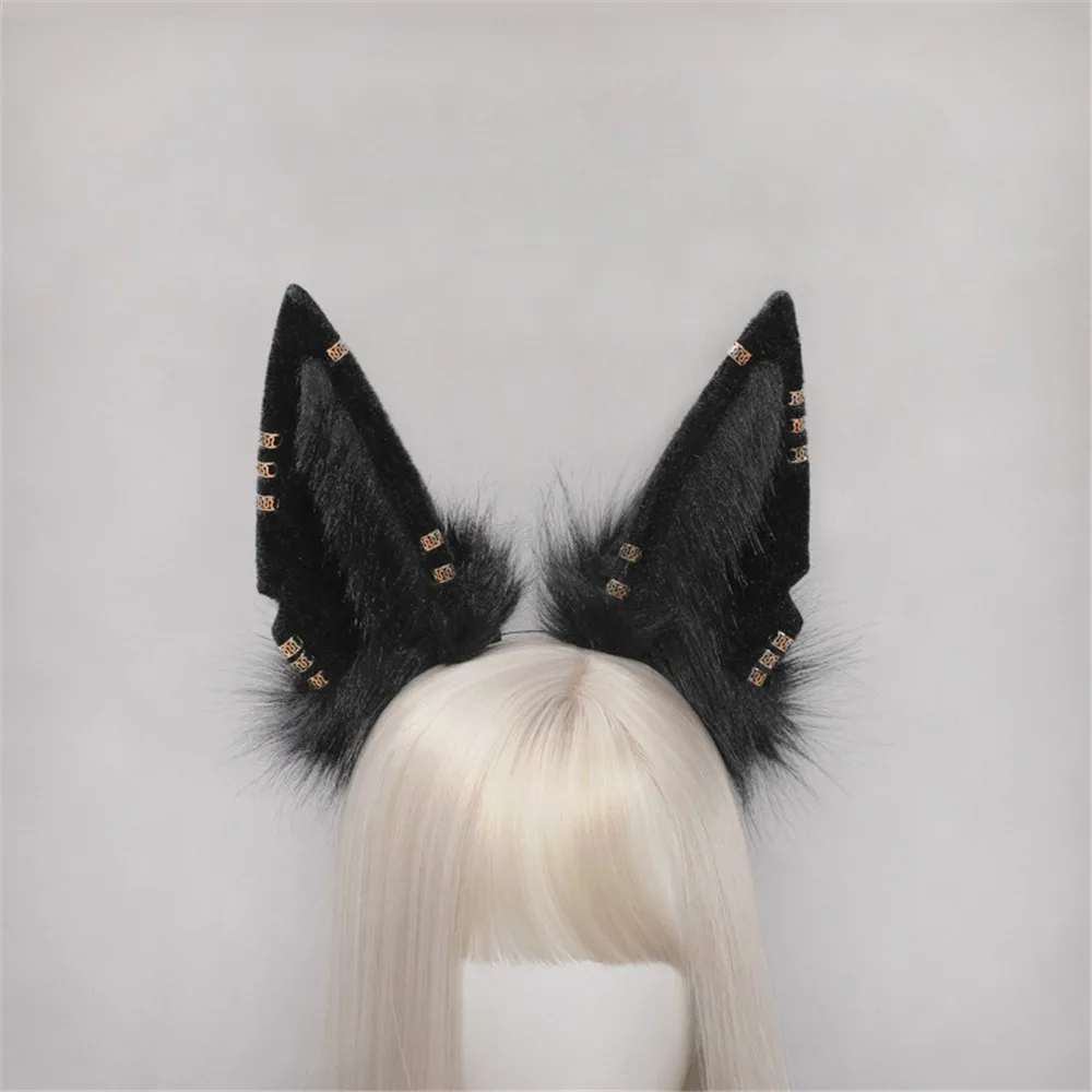 greek goddess costume Plush Jackal Cat Ears Cosplay Lolita Headband Fox Jackal Cat Tail Lolita Hand-made Animal Ears Headwear Kawaii Accessories naruto costume