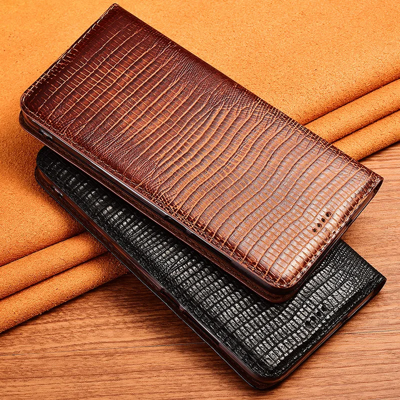 Lizard Genuine Cow Leather Flip Case For Huawei Honor X10 Play 3 3E 4 4T Pro Stand Cover Cases | Мобильные телефоны и