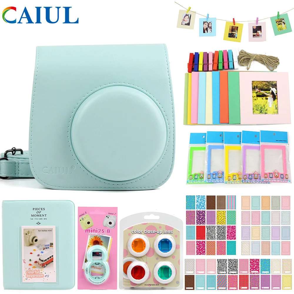Caiul/caiul Polaroid Mini8/8+/9 винтажная сумка для камеры альбом клейкая бумага фильтр фоторамка аксессуары - Color: Mini9 Frost Light Blue