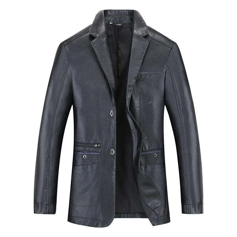 

Men's Leather Jacket Spring Autumn Men Blazer Slim Fit Business Casual Suit Jacket Coat Washed PU Leather Outerwear Male 6XL 7XL