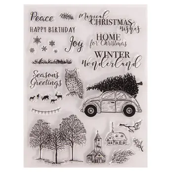 

WYSE Winter Clear Stamps Christmas Bird Deer Snowflake Transparent Silicone Stamp Seal for DIY Handmade Paper Card