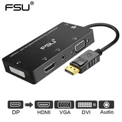 Топ предложения Дисплей порты и разъёмы DP мужчин к DVI HDMI VGA Аудио Женский адаптер дисплея кабель конвертер для компьютера