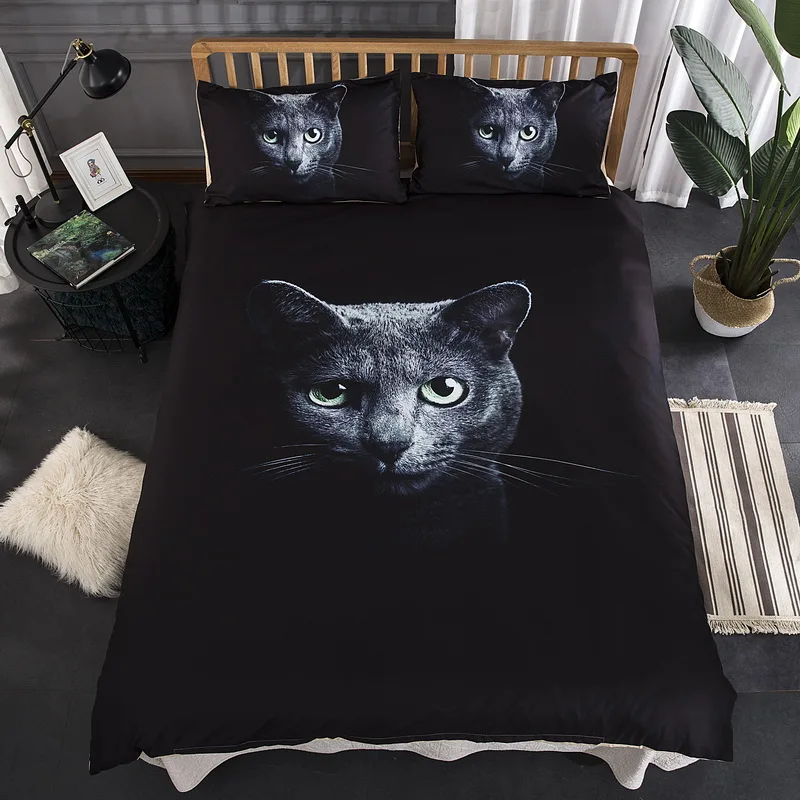 

Black Night Cat Owl 3D Print Comforter Bedding Set Duvet Covers Pillowcase Home Textile Queen King Size Luxury Bed Linen Animal