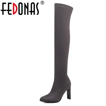 

FEDONAS Big Size Fashion Women Over The Knee Boots Mixed Colors Strange High Heels Prom Shoes Woman Autumn Winter Female Boots