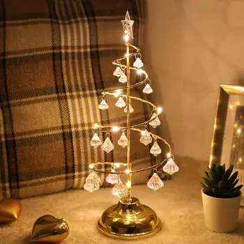 

LED Night Lights Christmas Tree Lights for Home Decor Crystal LED Pendant Lights Fairy Living Room Decor Copper Wire Table Lamp