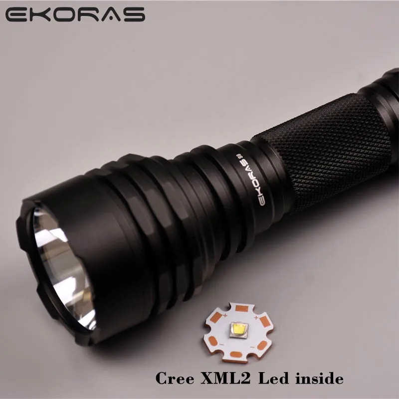 

LED Flashlight torch lantern lanterna Ekoras C8+ with XML LED,copper DTP board and ar-coated inside,new firmware