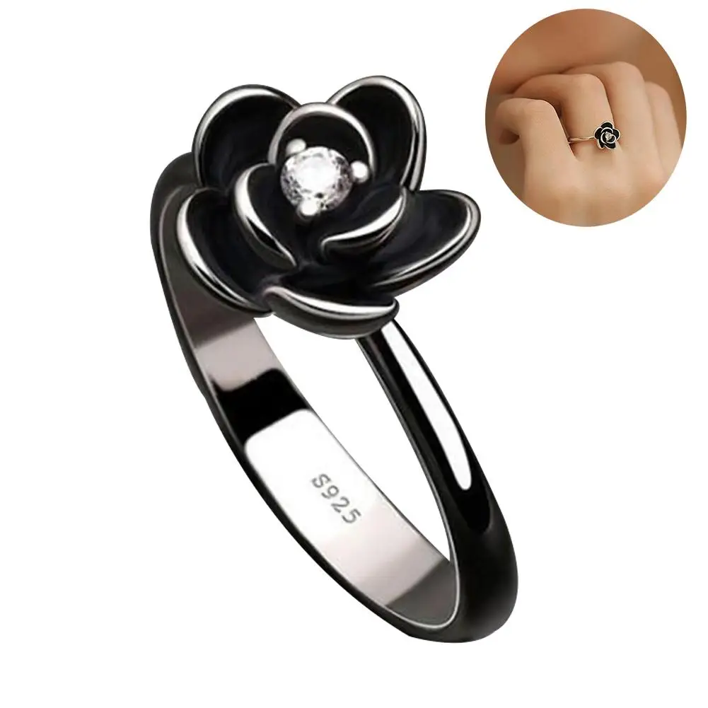 Модное женское кольцо в форме цветка серебряное покрытие стразы ювелирные