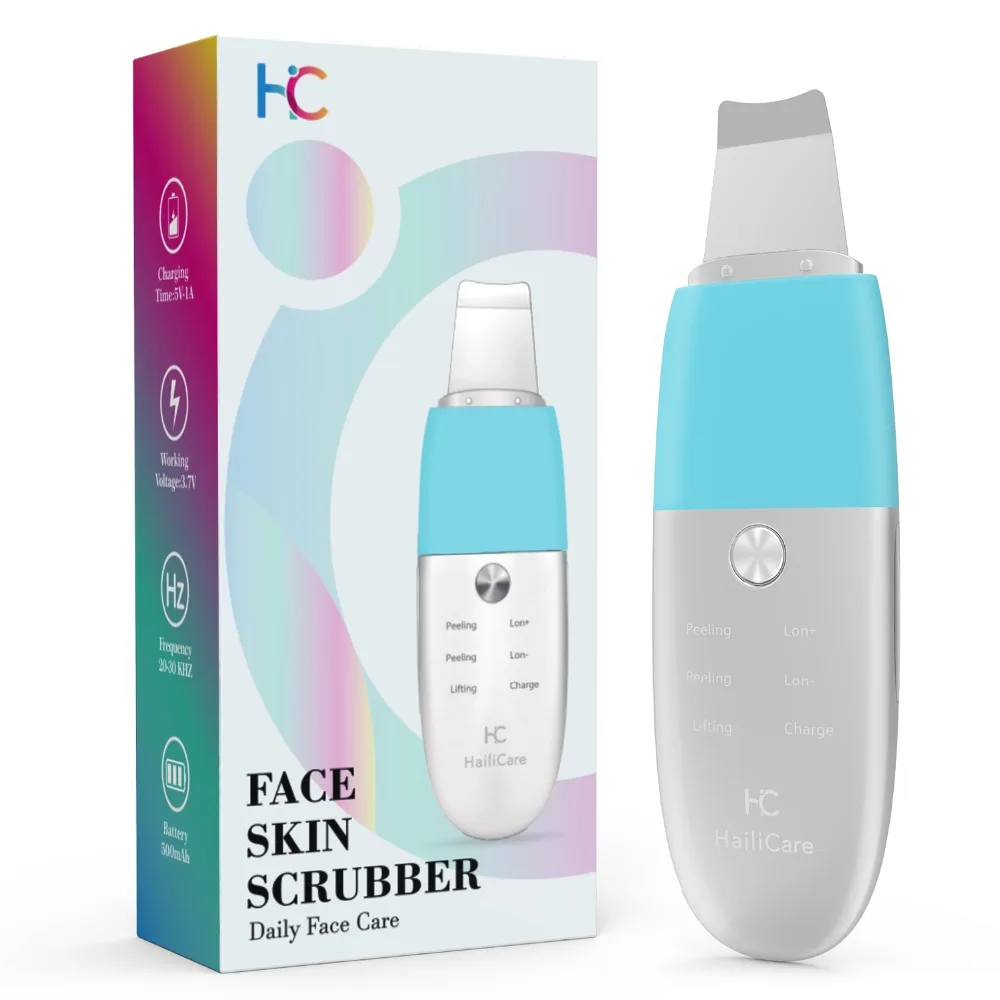 HailiCare Facial Skin Scrubber Blackhead Remover Ultrasonic Pore Cleansing Device Comedone Extractor Facial Lifting Tool