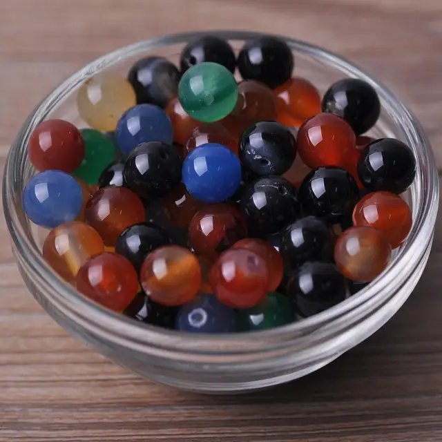 Round 4mm 6mm 8mm 10mm 12mm Natural Stone Rock Loose Spacer Beads lot for Bracelet Jewelry Making Findings DIY Crafts Mixed Agate