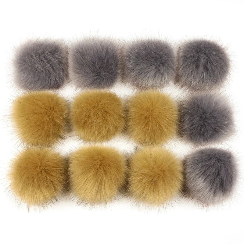 12Pcs Artificial fur ball imitated fox fur Ball DIY 8CM Faux Fur Fluffy Pompom Ball Natural Fur Pompon For Hats Bags Clothing