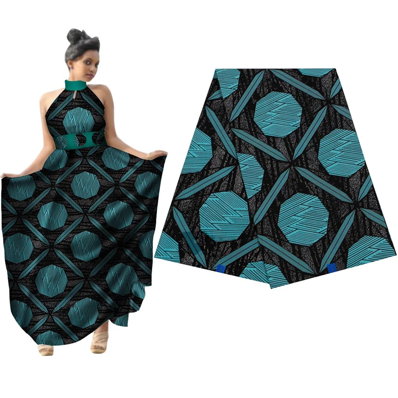 

2019 African block printed wax fabric 100% cotton high quality real dutch wax sewing for dress 6yards fashion Ankara tissu