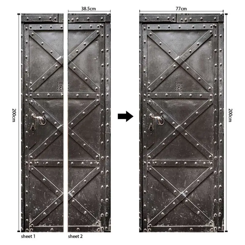 2 шт./компл. 2 шт./компл. 77x200 см 3D с изображением двери оформленной в рождественском стиле наклейки для Гостиная Спальня ПВХ Самоклеящиеся обои домашний декор Водонепроницаемый
