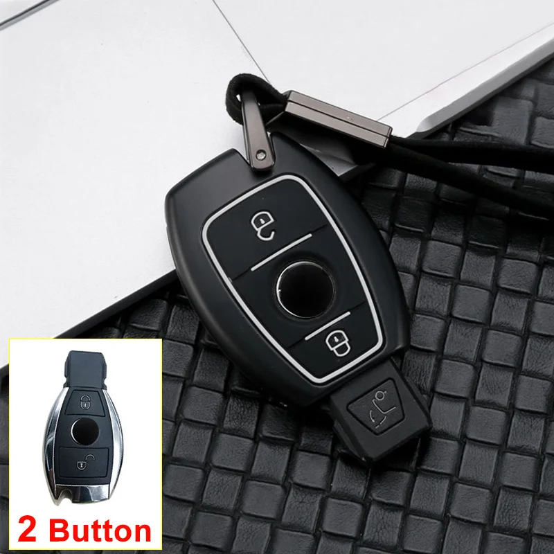 2 Button Black White Цинковый сплав автомобильный чехол для дистанционного ключа для Mercedes benz A B R G класс GLK GLA W203 W204 W251 W205 W463 W176 GLC GLA CLK E200 W463 - Название цвета: 2 Button Black White
